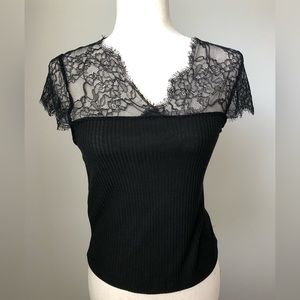 Mango lace contrast top